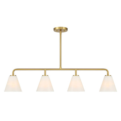 Savoy Essentials Blair 4Lt Linear Chandelier, Warm Brass/Strie