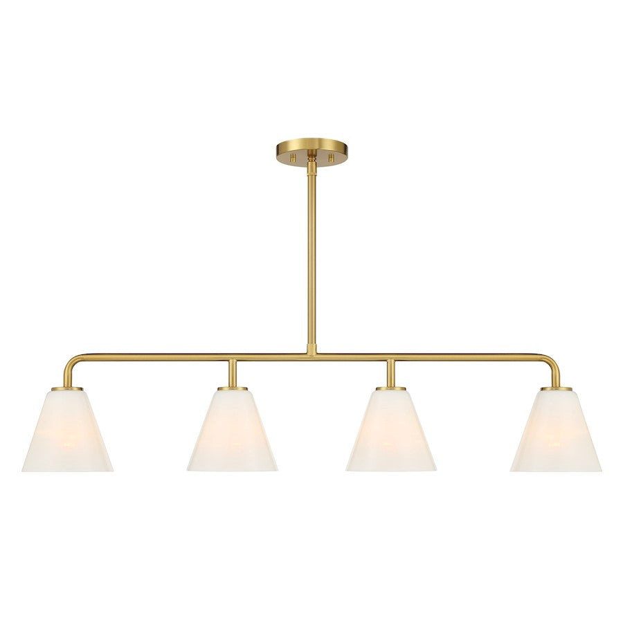 Savoy Essentials Blair 4Lt Linear Chandelier, Warm Brass/Strie