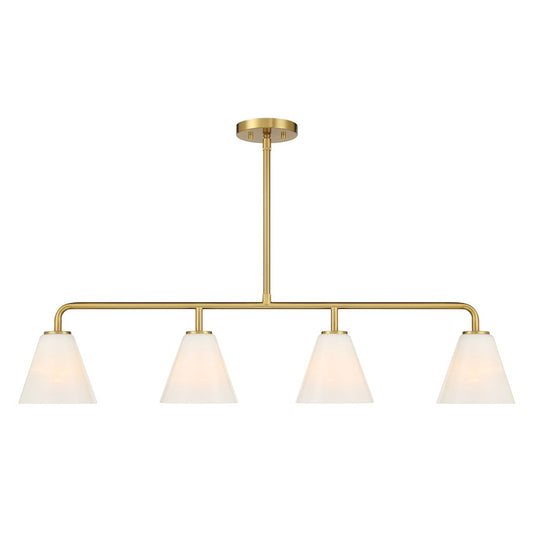 Savoy Essentials Blair 4Lt Linear Chandelier, Warm Brass/Strie