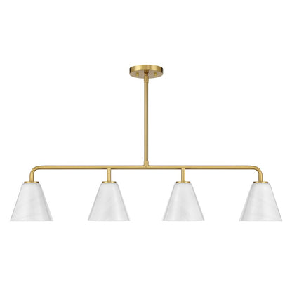 Savoy Essentials Blair 4Lt Linear Chandelier, Warm Brass/Strie