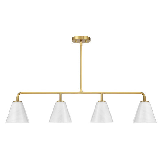 Savoy Essentials Blair 4Lt Linear Chandelier, Warm Brass/Strie
