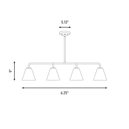 Savoy Essentials Blair 4Lt Linear Chandelier, Warm Brass/Strie