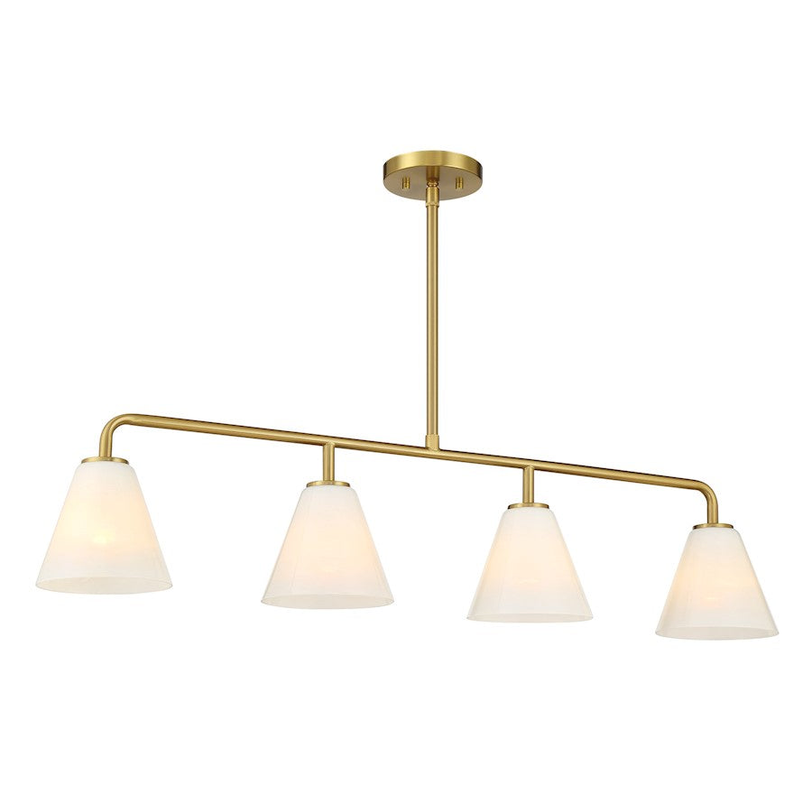 Savoy Essentials Blair 4Lt Linear Chandelier, Warm Brass/Strie