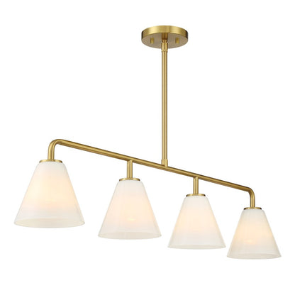 Savoy Essentials Blair 4Lt Linear Chandelier, Warm Brass/Strie