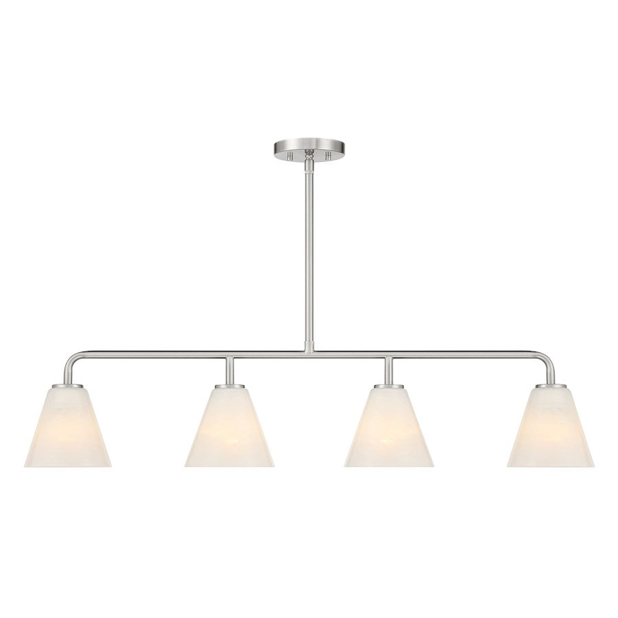 Savoy Essentials Blair 4Lt Linear Chandelier, Satin Nickel/Strie