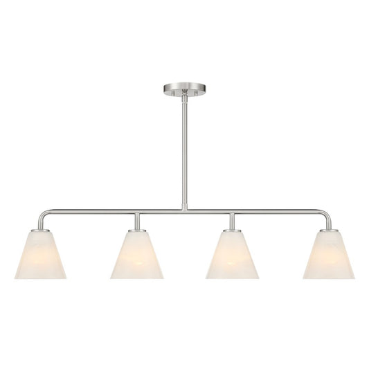 Savoy Essentials Blair 4Lt Linear Chandelier, Satin Nickel/Strie