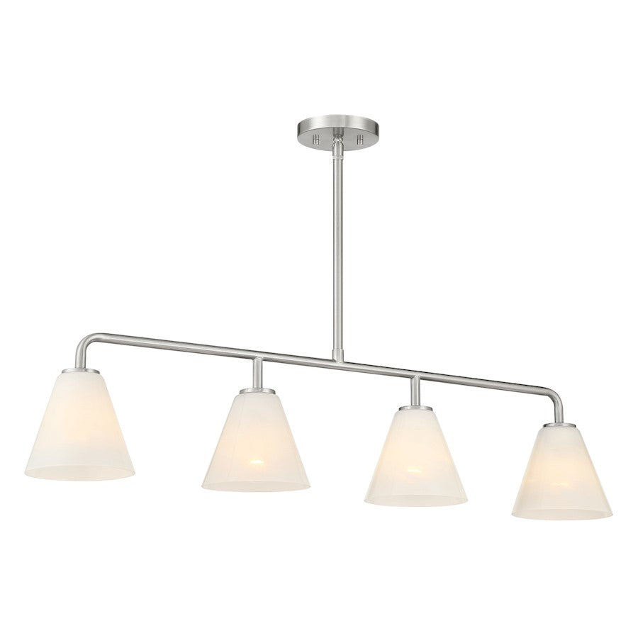 Savoy Essentials Blair 4Lt Linear Chandelier, Satin Nickel/Strie