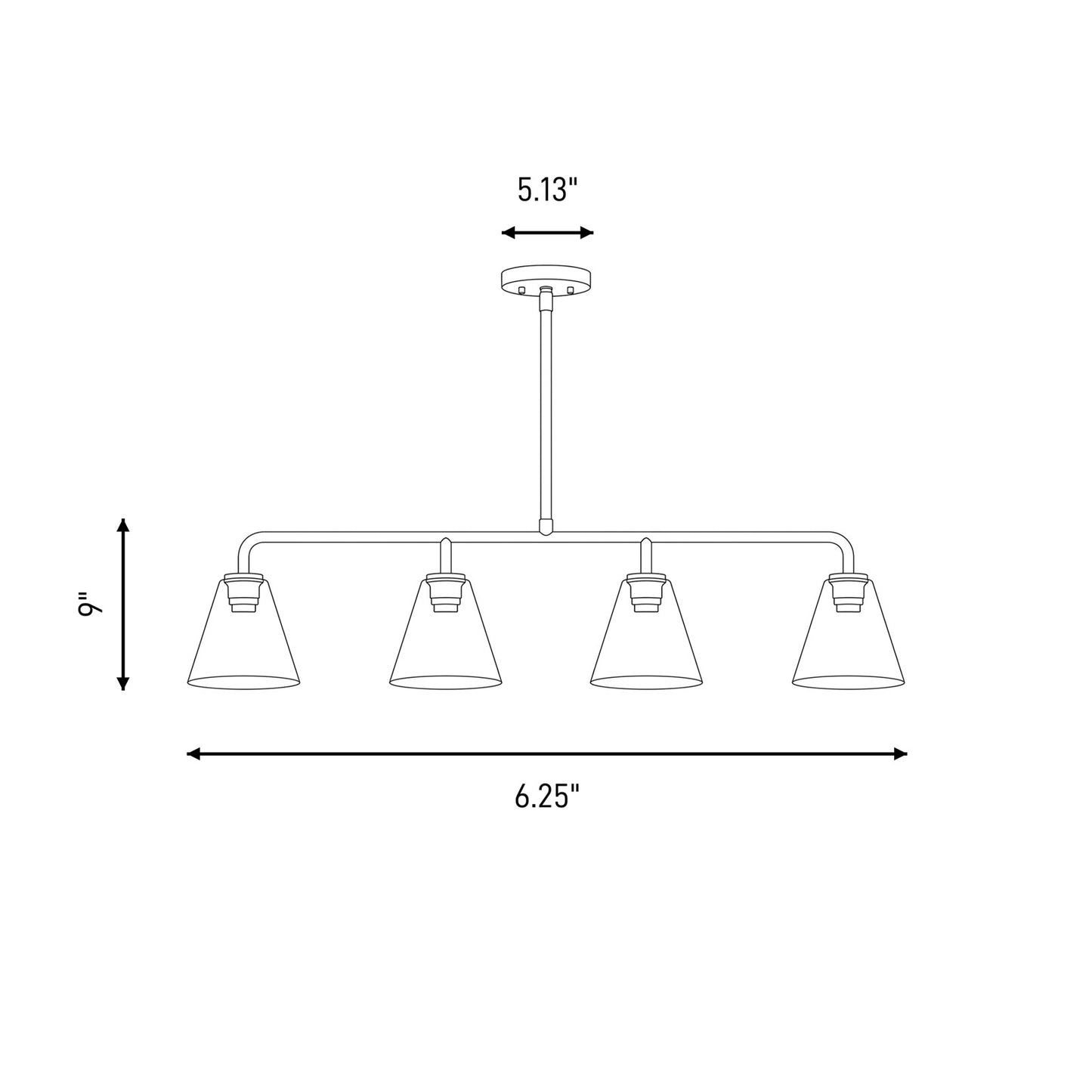 Savoy Essentials Blair 4Lt Linear Chandelier, Satin Nickel/Strie