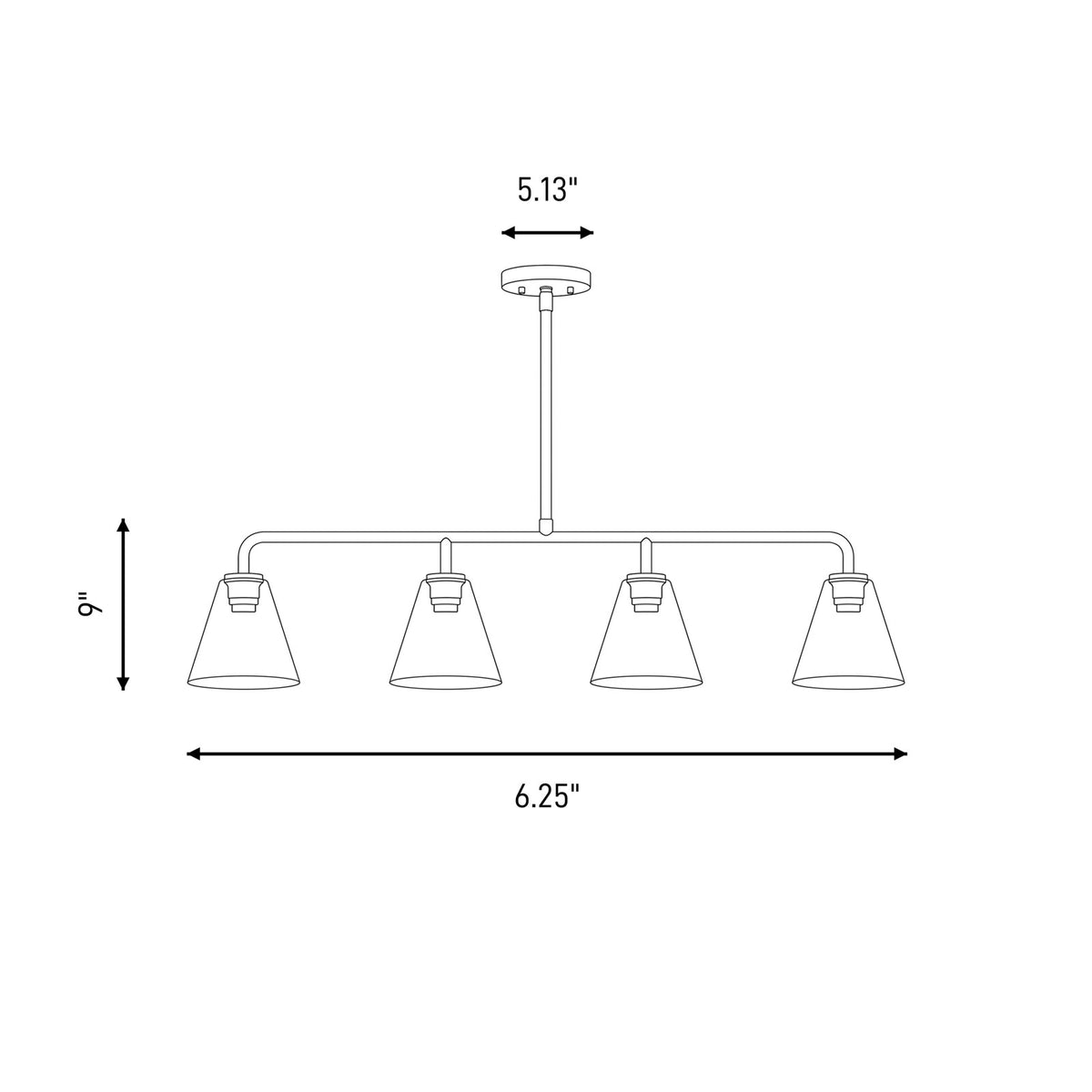 Savoy Essentials Blair 4Lt Linear Chandelier, Satin Nickel/Strie