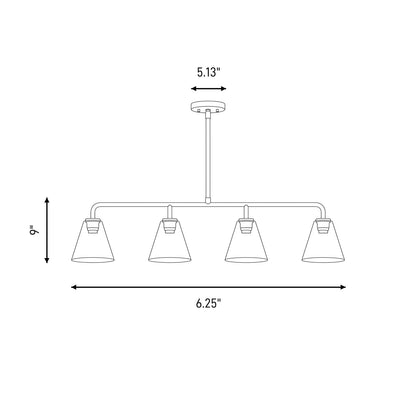 Savoy Essentials Blair 4Lt Linear Chandelier, Satin Nickel/Strie