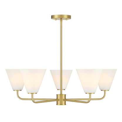 Savoy Essentials Blair 5 Light Chandelier, Warm Brass/Strie