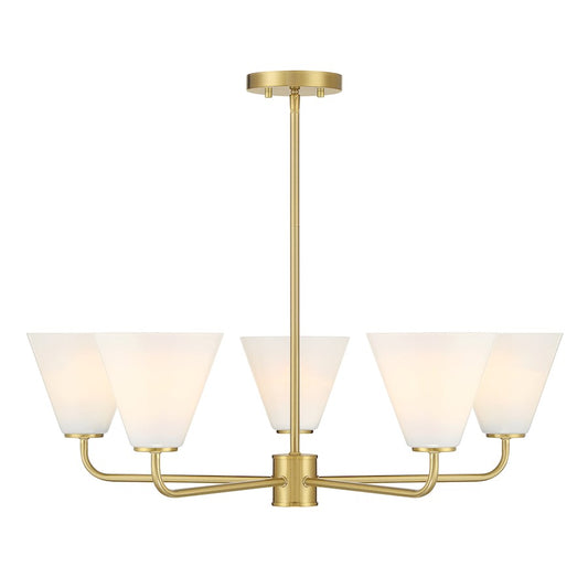 Savoy Essentials Blair 5 Light Chandelier, Warm Brass/Strie