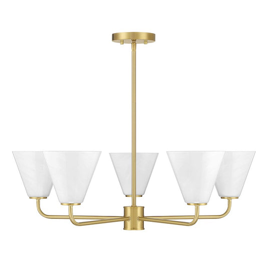 Savoy Essentials Blair 5 Light Chandelier, Warm Brass/Strie