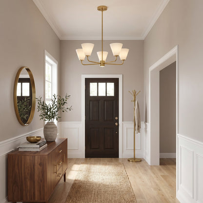 Savoy Essentials Blair 5 Light Chandelier, Warm Brass/Strie