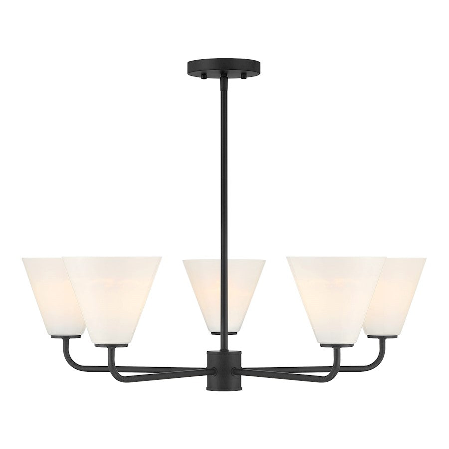 Savoy Essentials Blair 5 Light Chandelier, Matte Black/Strie - 1-4015-5-89