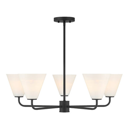 Savoy Essentials Blair 5 Light Chandelier, Matte Black/Strie - 1-4015-5-89