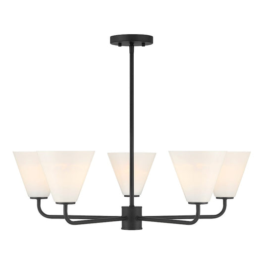 Savoy Essentials Blair 5 Light Chandelier, Matte Black/Strie