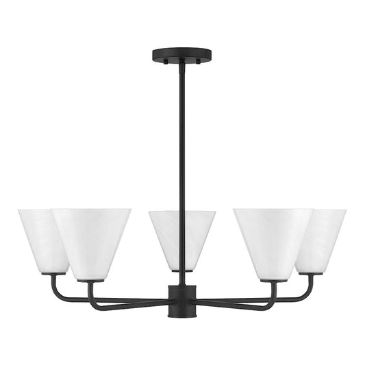Savoy Essentials Blair 5 Light Chandelier, Matte Black/Strie