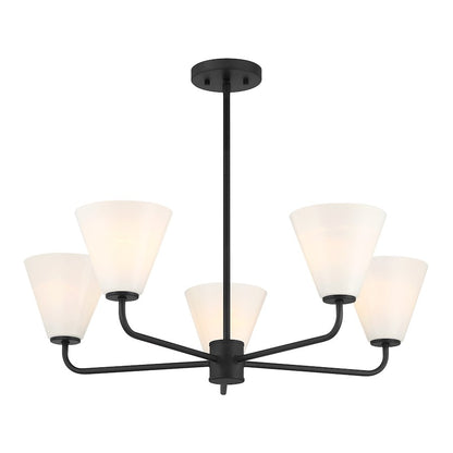 Savoy Essentials Blair 5 Light Chandelier, Matte Black/Strie