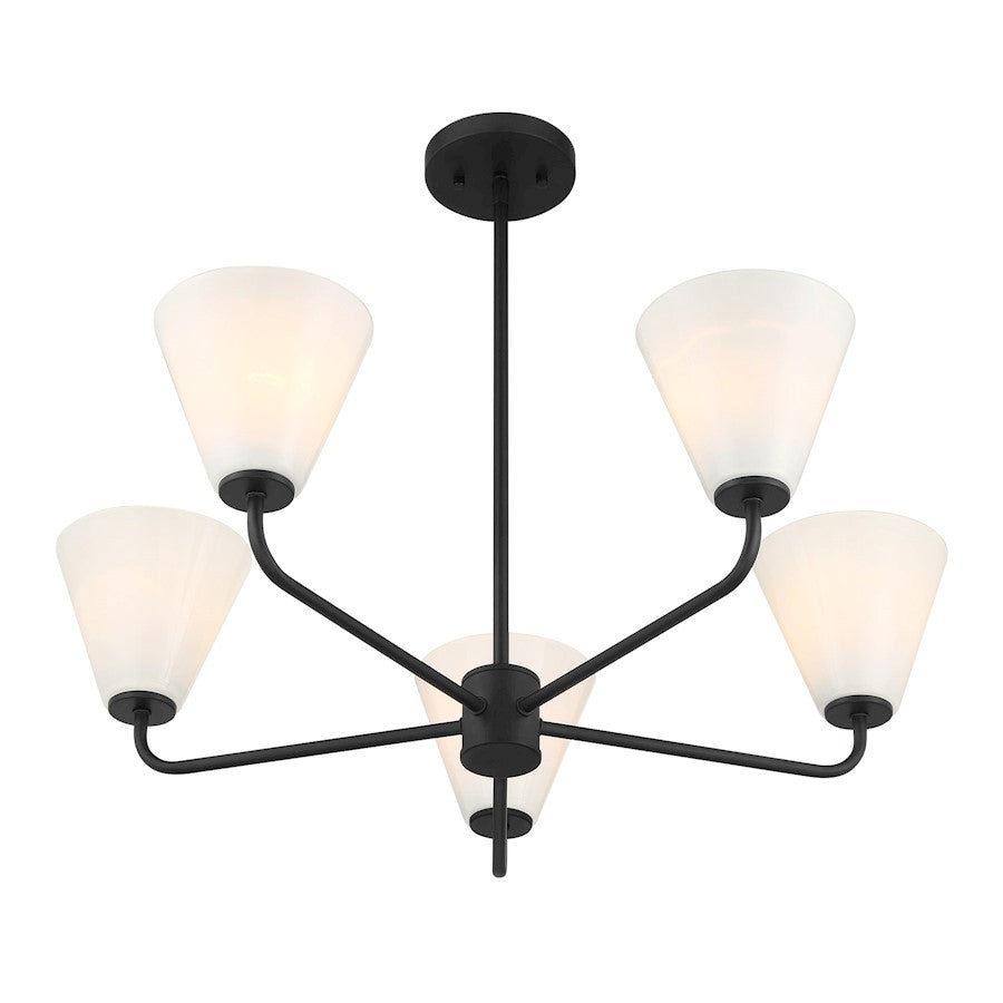 Savoy Essentials Blair 5 Light Chandelier, Matte Black/Strie