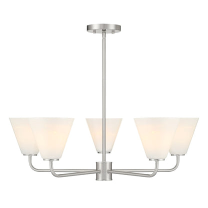 Savoy Essentials Blair 5 Light Chandelier, Satin Nickel/Strie