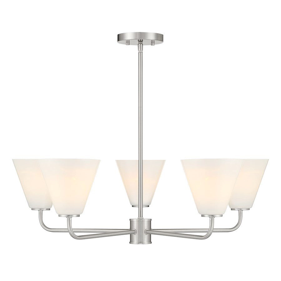 Savoy Essentials Blair 5 Light Chandelier, Satin Nickel/Strie