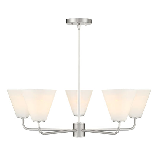 Savoy Essentials Blair 5 Light Chandelier, Satin Nickel/Strie