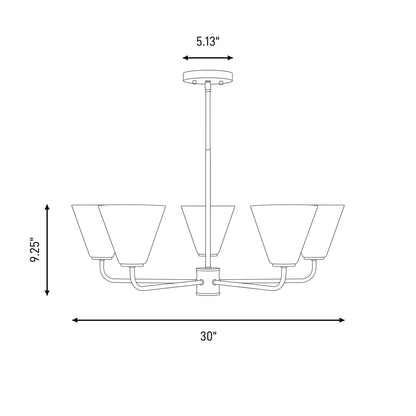 Savoy Essentials Blair 5 Light Chandelier, Satin Nickel/Strie
