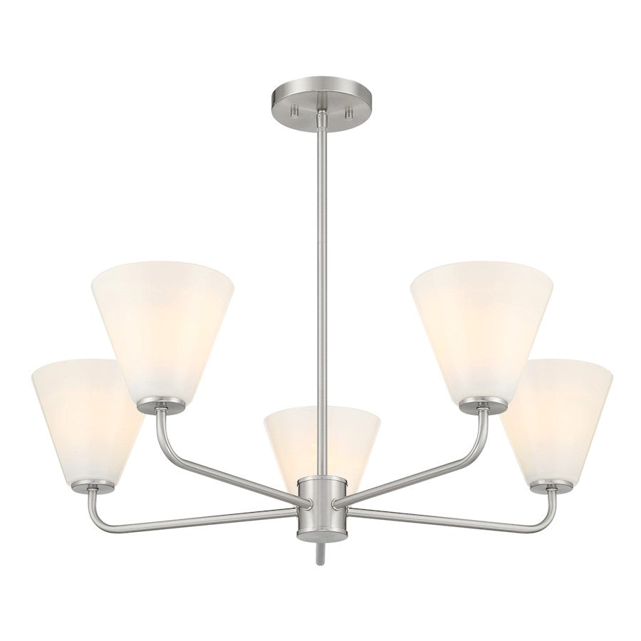 Savoy Essentials Blair 5 Light Chandelier, Satin Nickel/Strie