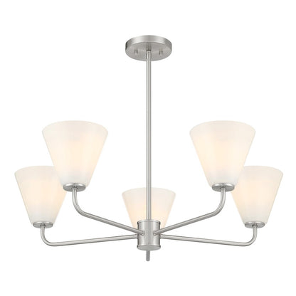 Savoy Essentials Blair 5 Light Chandelier, Satin Nickel/Strie