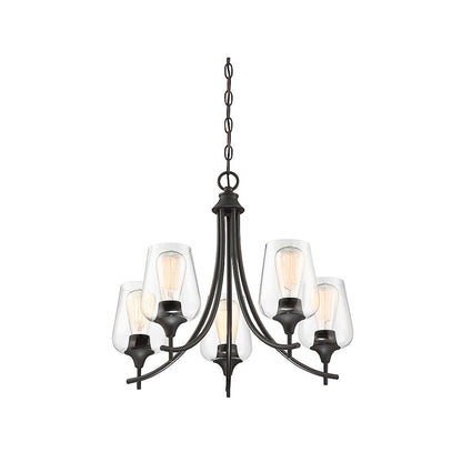 5 Light Chandelier, English Bronze