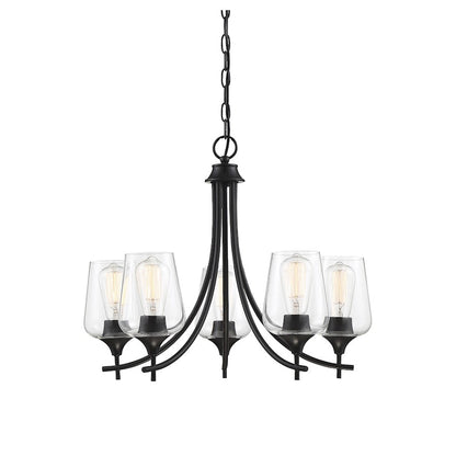 5 Light Chandelier, Black