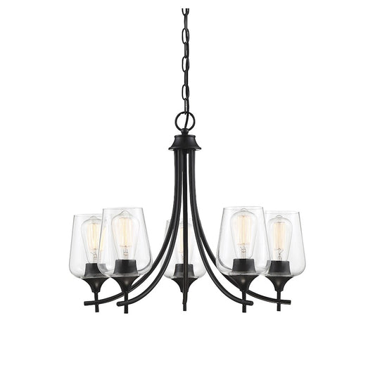 5 Light Chandelier, Black