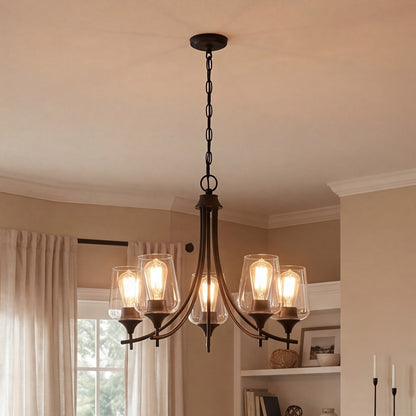 5 Light Chandelier, Black