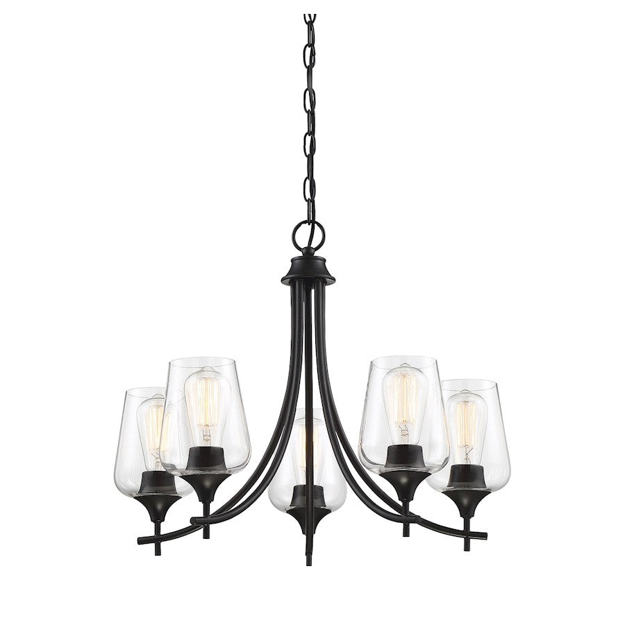 5 Light Chandelier, Black