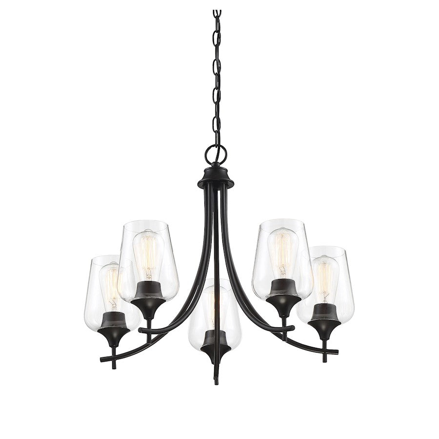 5 Light Chandelier, Black