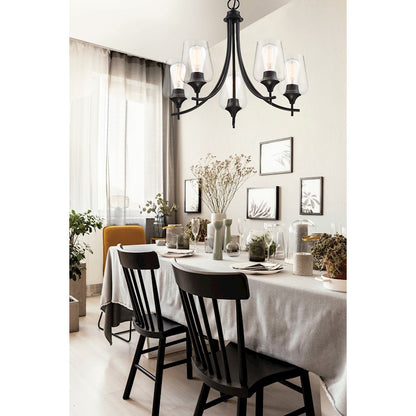 5 Light Chandelier, Black