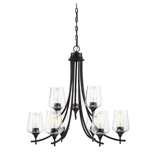 9 Light Chandelier, Black