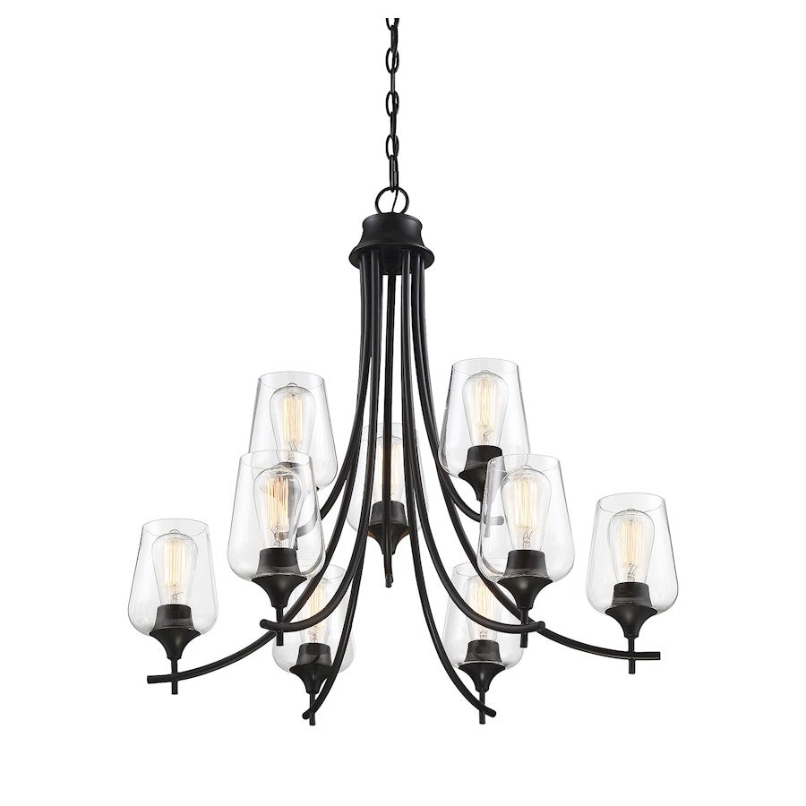 9 Light Chandelier, Black