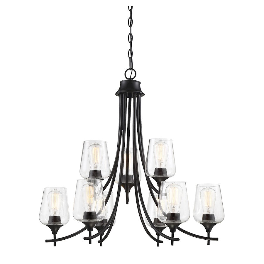 9 Light Chandelier, Black