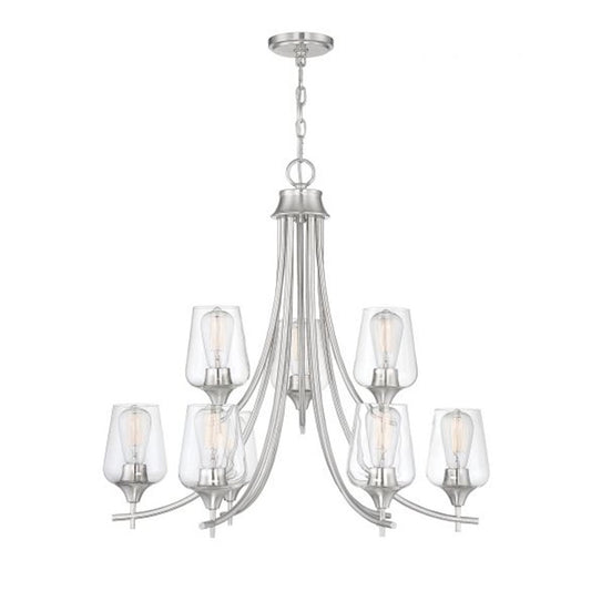 Savoy House Octave 9-Light Chandelier, Satin Nickel - 1-4033-9-SN