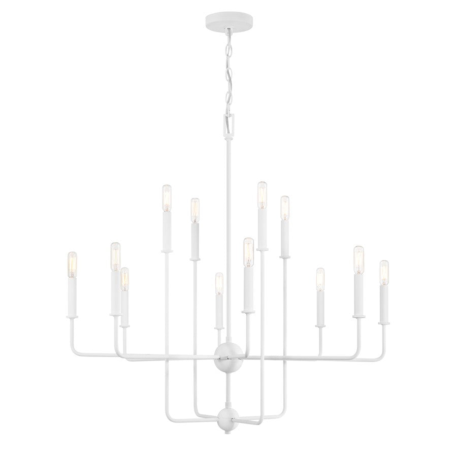 12 Light Chandelier, Bisque White