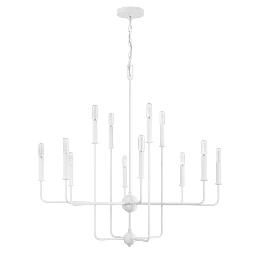 12 Light Chandelier, Bisque White