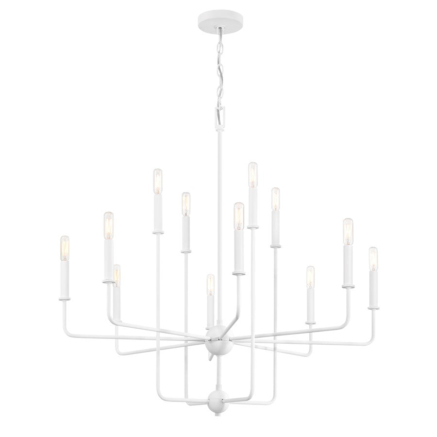 12 Light Chandelier, Bisque White