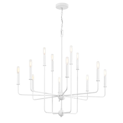 12 Light Chandelier, Bisque White