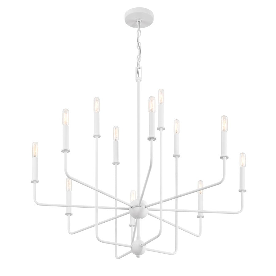 12 Light Chandelier, Bisque White