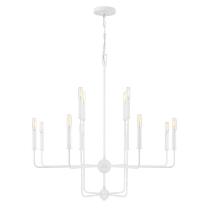 12 Light Chandelier, Bisque White