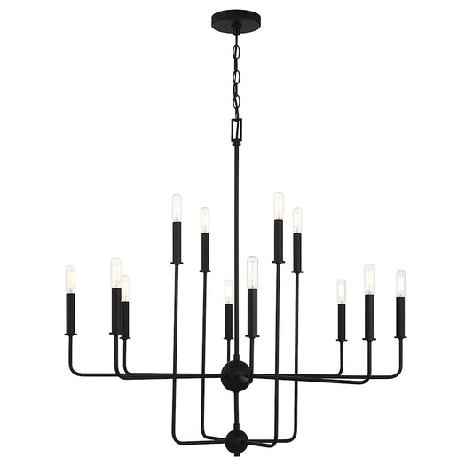 12 Light Chandelier, Matte Black