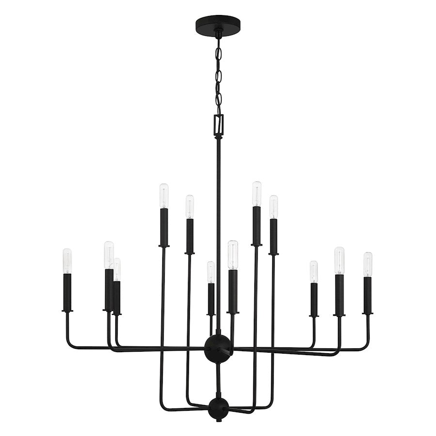 12 Light Chandelier, Matte Black