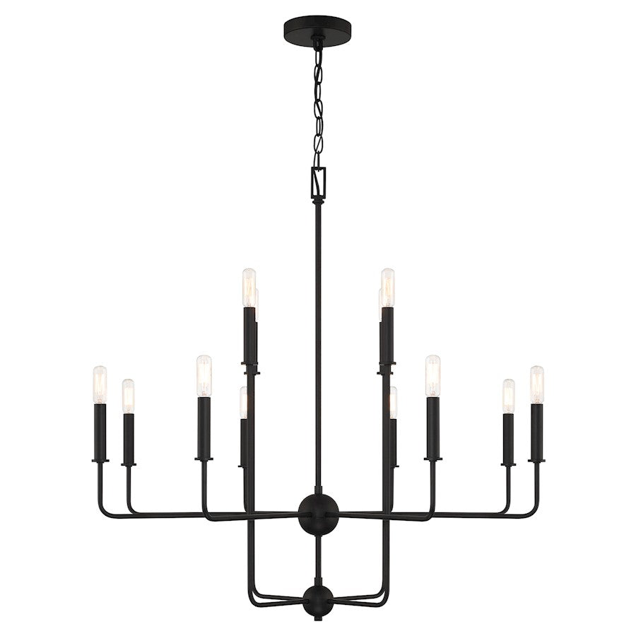 12 Light Chandelier, Matte Black